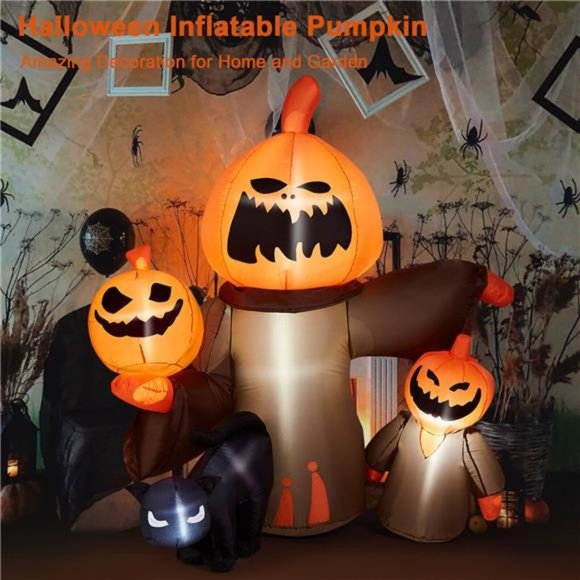 Halloween Inflatable Pumpkin Blow up LED Light Outdoor Yard Decor 5FT - Picture 2 of 10